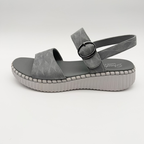 Skechers Wilshire BLVD Illusion of Love Foam Wedge Slingback Sandal Gray 11 NEW - Picture 10 of 16